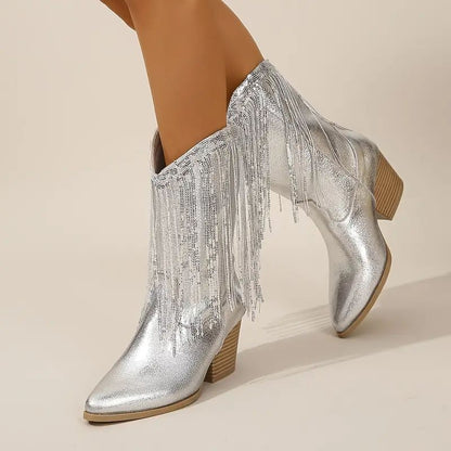 Women's Fringe Western Boots | Block Heel