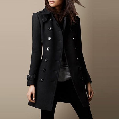 Women's Winter Trench Coat | Double-breasted & Mid-length