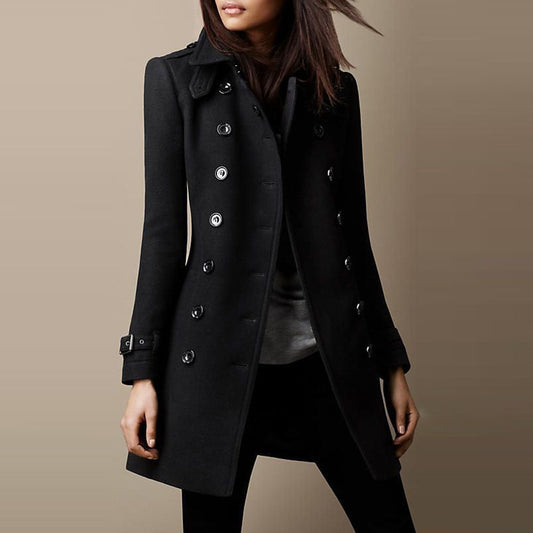 Women's Winter Trench Coat | Double-breasted & Mid-length