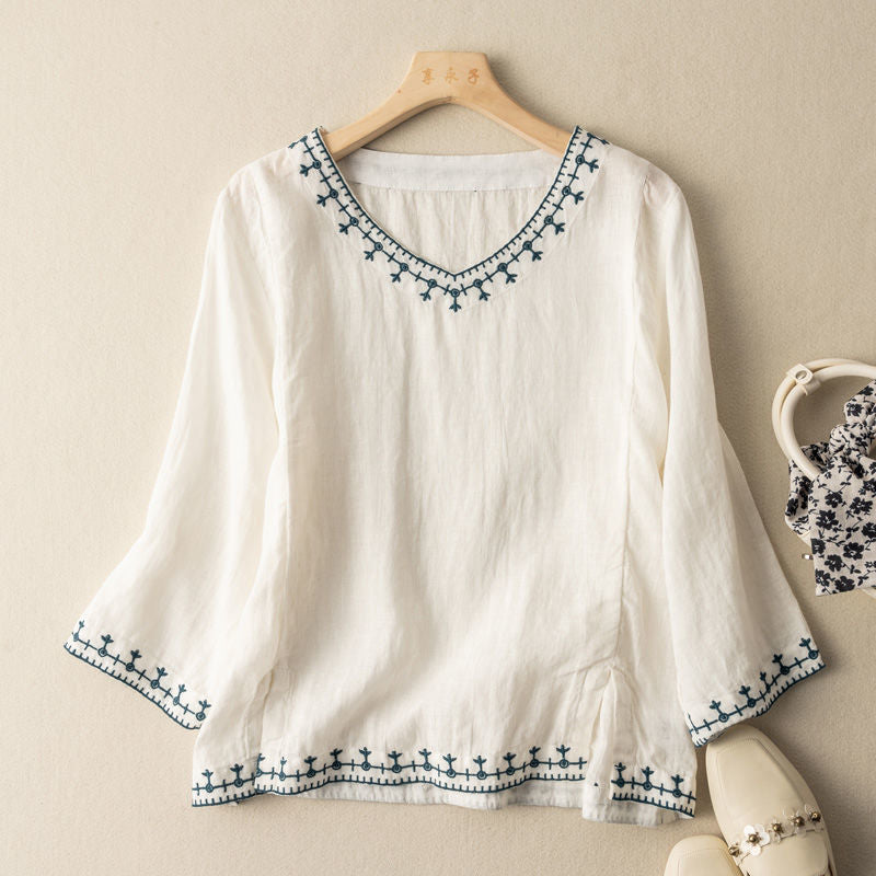Women's Floral V-Neck Shirt - Olytrend