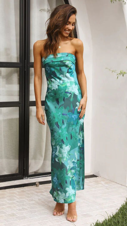 Betty | Festive Women's Dress with Draped Neckline in Green