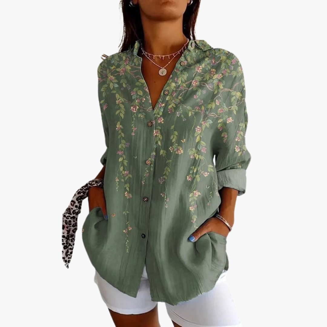 Beatrix | Embroidered Linen Blouse for Women with Handcrafted Embroidery