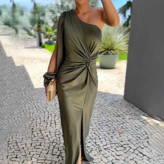 Beatrix | Elegant Asymmetrical Silk Dress for Women, Wedding Guest Dress