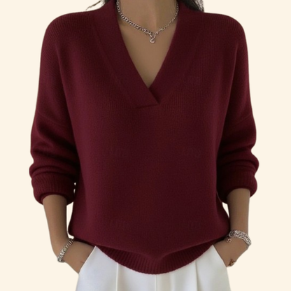 Casual V Neck Pullover Sweater - Olytrend