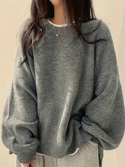 Women's winter pullover with crew neck | oversized