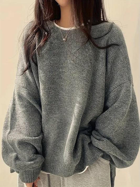 Women's winter pullover with crew neck | oversized