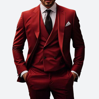 3-piece slim fit cotton suit set for men