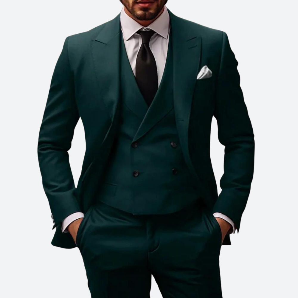 3-piece slim fit cotton suit set for men