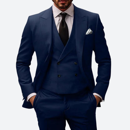 3-piece slim fit cotton suit set for men