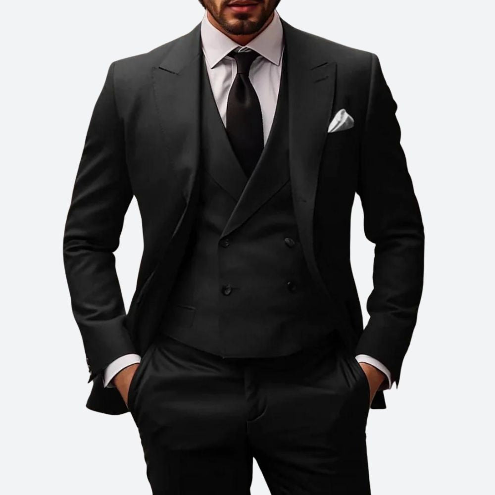 3-piece slim fit cotton suit set for men