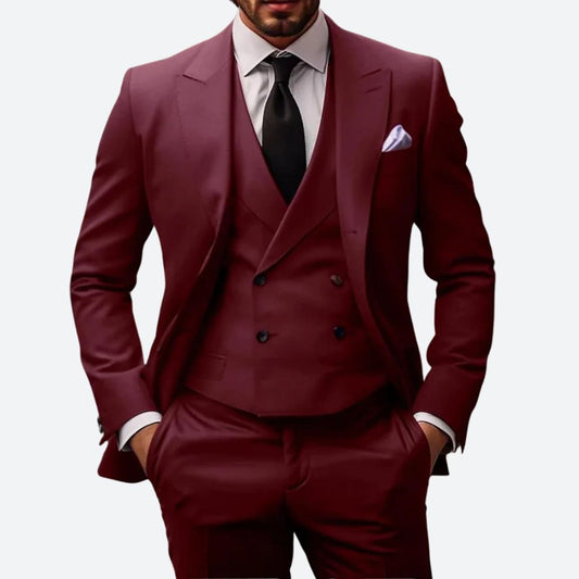 3-piece slim fit cotton suit set for men
