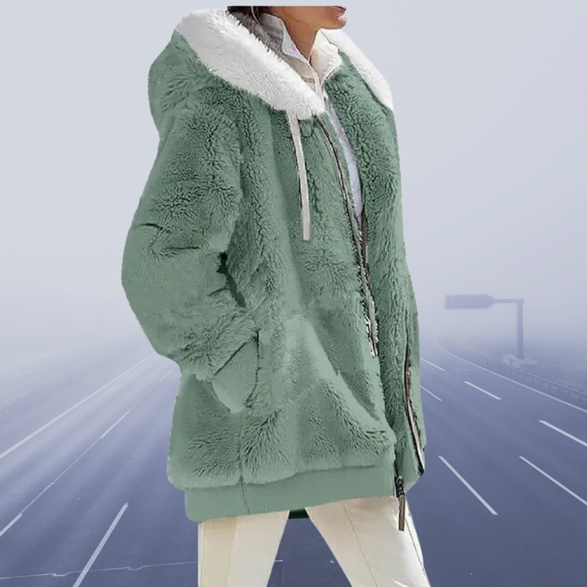 Women's oversized, cozy, warm teddy winter jacket