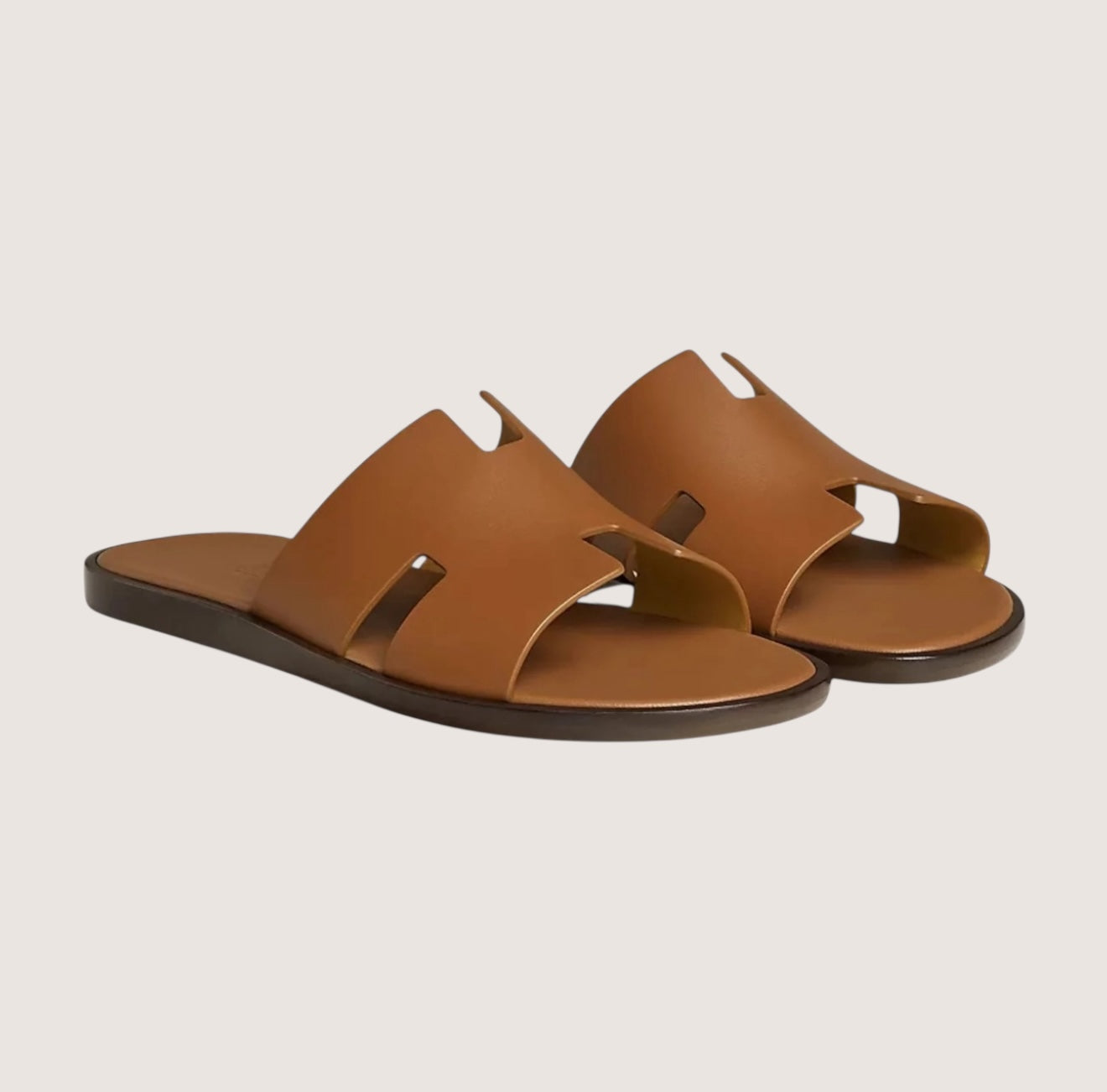 William Classic Leather Slide Sandals for Men – Timeless Comfort and Style Brown
