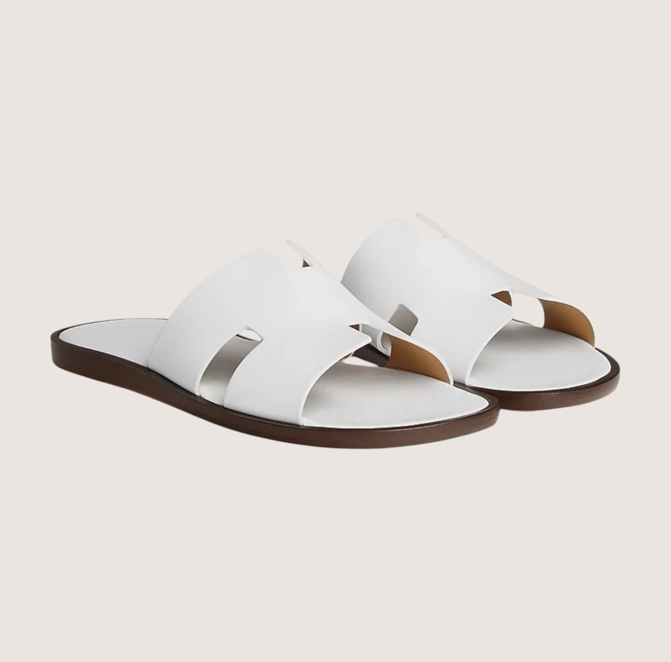 William Classic Leather Slide Sandals for Men – Timeless Comfort and Style White
