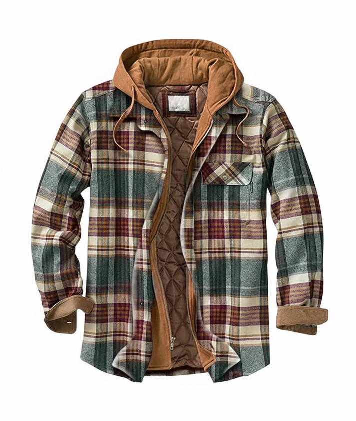 Checked Hoodie Coat for Guys