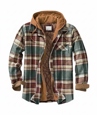 Checked Hoodie Coat for Guys