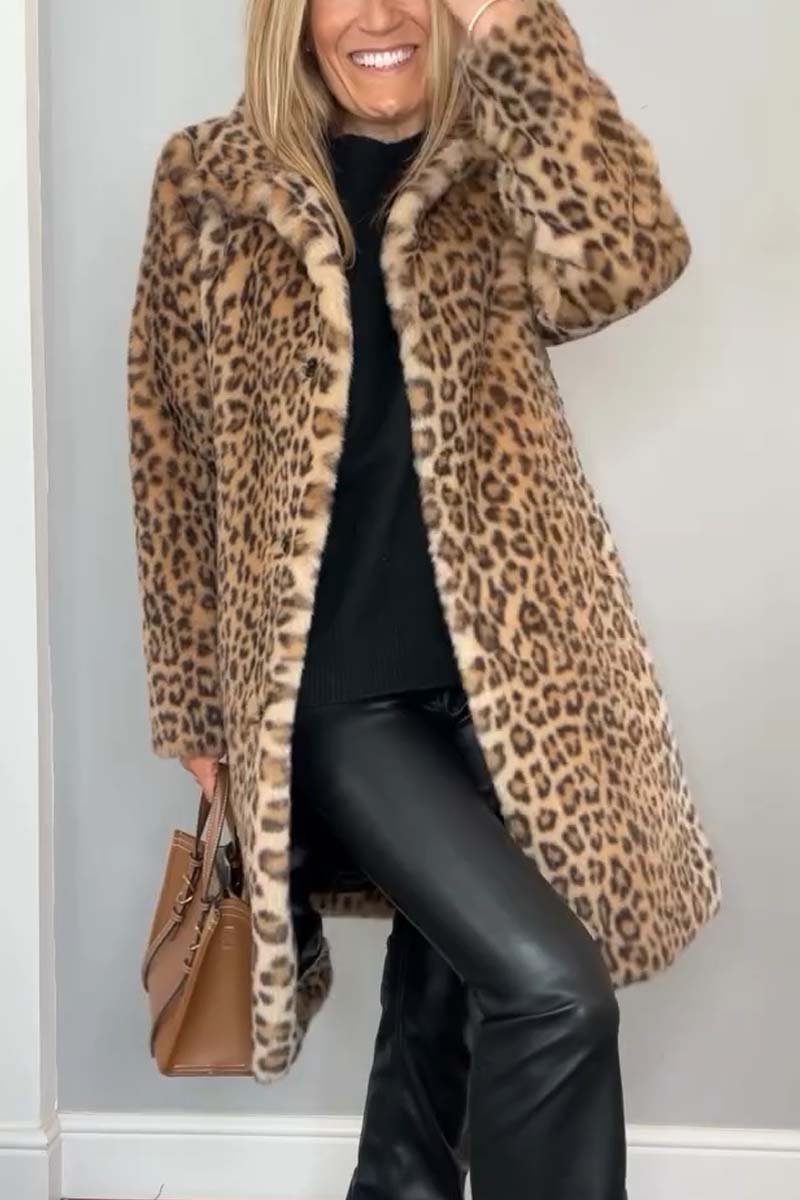Warm Leopard Print Parka Coat - Olytrend