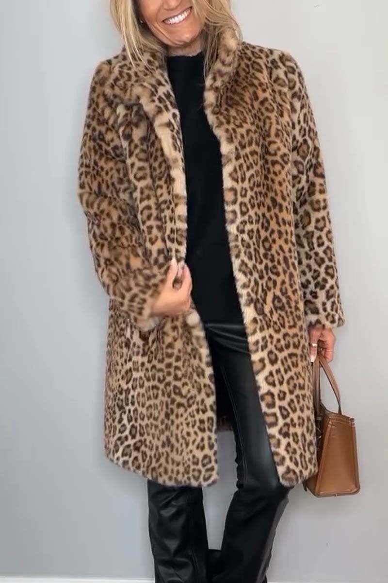 Warm Leopard Print Parka Coat