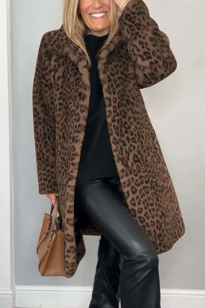 Warm Leopard Print Parka Coat