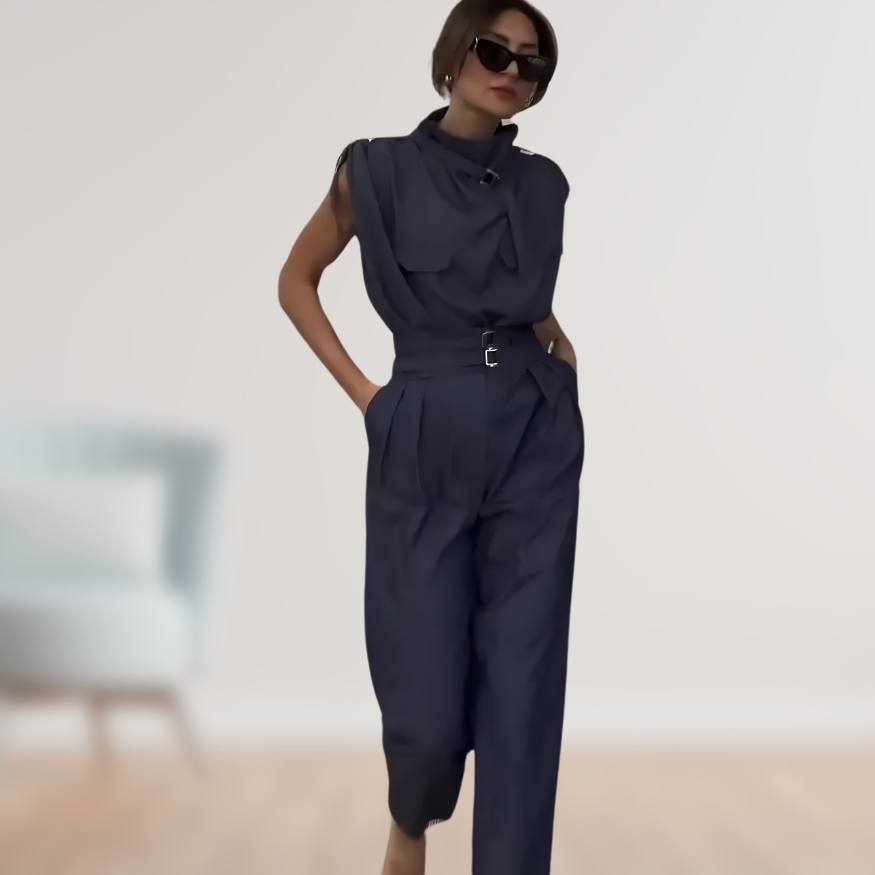 Beatrix | Women's Jumpsuit with Belt, Sleeveless, Elegant and Modern