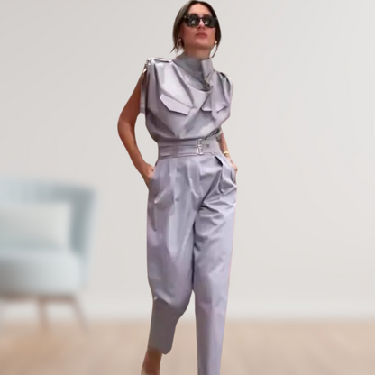 Beatrix | Women's Jumpsuit with Belt, Sleeveless, Elegant and Modern