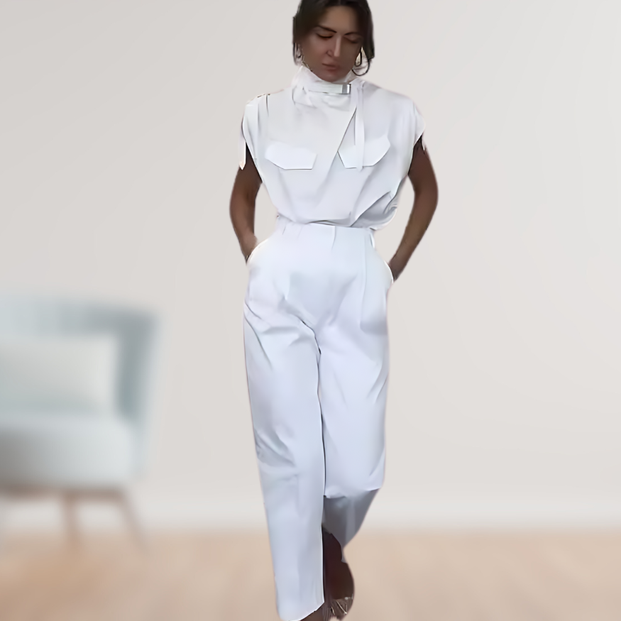 Beatrix | Women's Jumpsuit with Belt, Sleeveless, Elegant and Modern