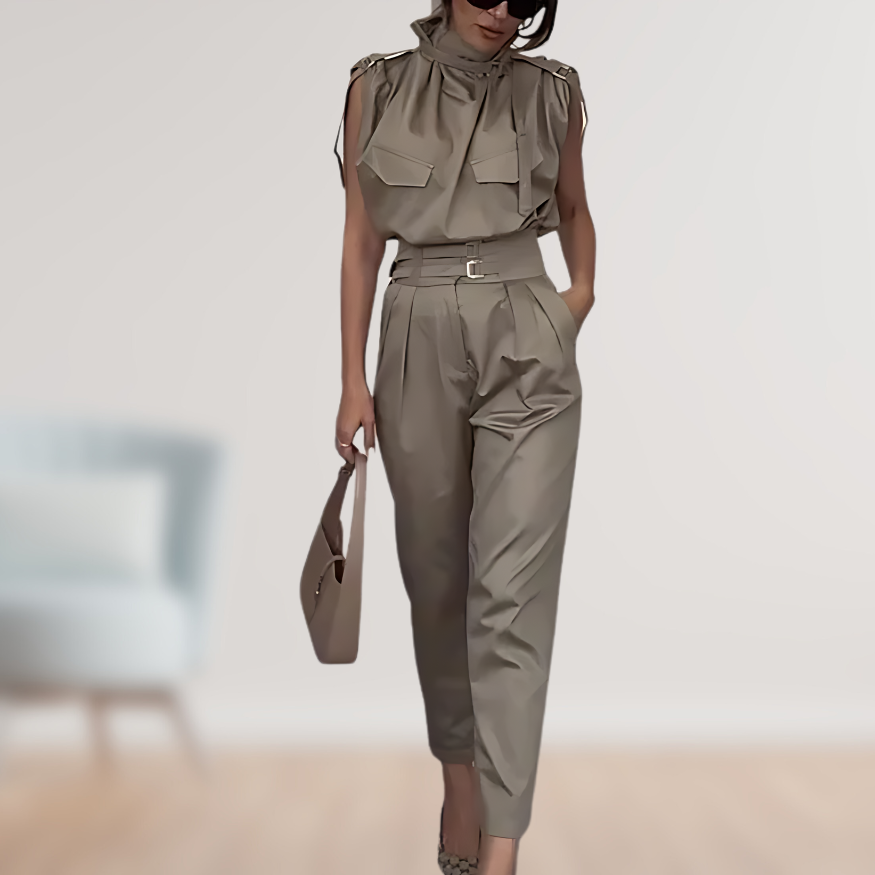 Beatrix | Women's Jumpsuit with Belt, Sleeveless, Elegant and Modern