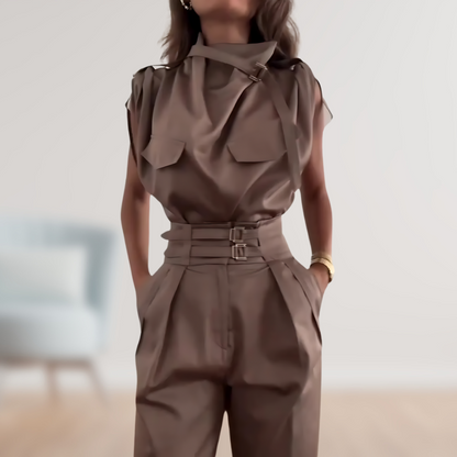Beatrix | Women's Jumpsuit with Belt, Sleeveless, Elegant and Modern