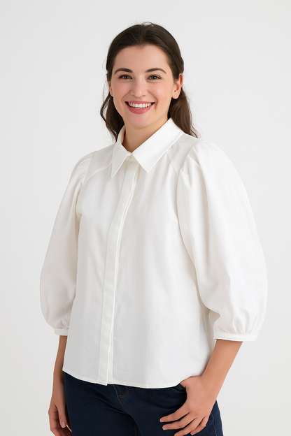 Blouse with puff sleeves