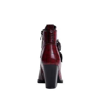 Ankle Buckle Leather Boots