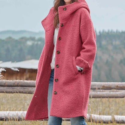 Women's button coat | Casual long cut