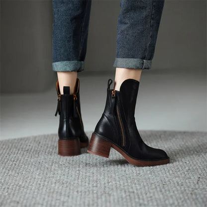 Ankle & Leather Boots with Zipper by Arie Stovler