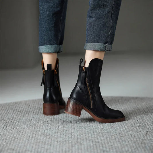Ankle & Leather Boots with Zipper by Arie Stovler