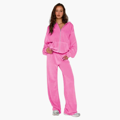 Women's Two-Piece Casual Outfit with Hoodie – Trendy Lounge Set in Oversize Style