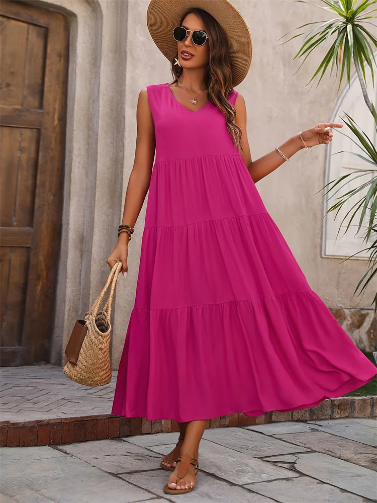 Vibrant Long Sleeve Summer Dress
