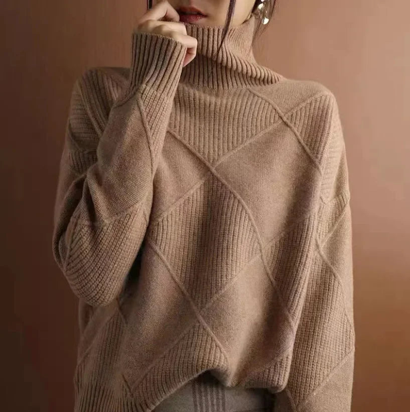 Women's Sweater with Diamond Pattern | Long Sleeve