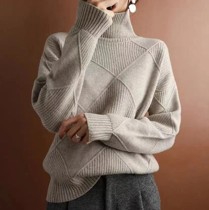 Women's Sweater with Diamond Pattern | Long Sleeve
