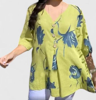 Beautiful Flower Pattern Women's Blouse - Olytrend