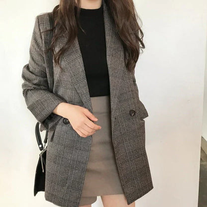 Checked Blazer Jacket - Flina