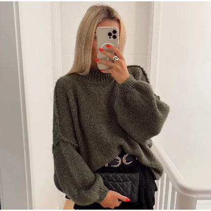 Women's winter pullover with long sleeves | knitted
