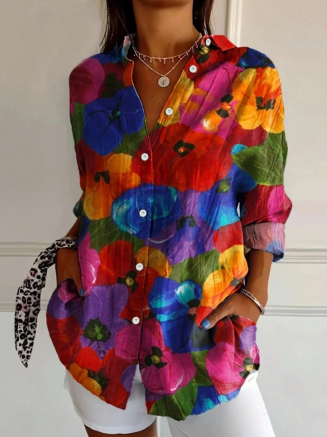 Vibrant Women's Blouse with Fun Floral Pattern