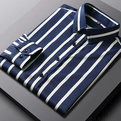 Casual Breton Style Cotton Shirt