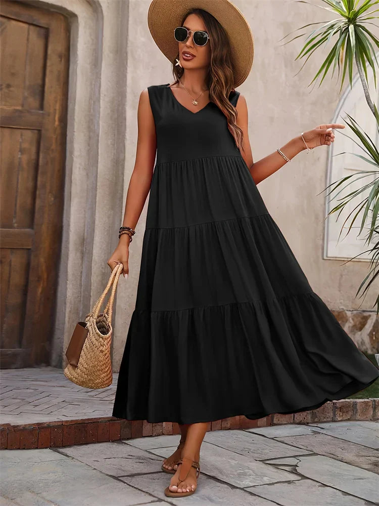 Vibrant Long Sleeve Summer Dress - Olytrend