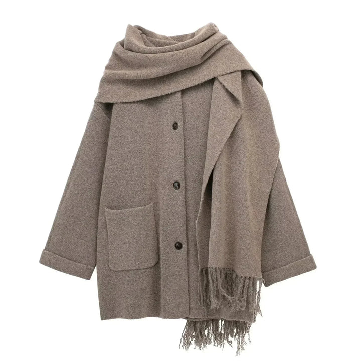 Women’s Warm Wool Cardigan | Scarf