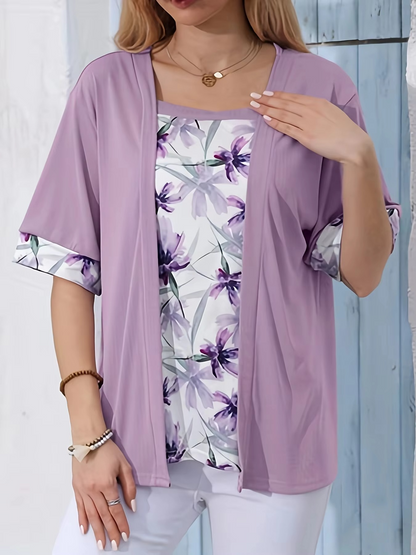 Carlotta | Fashionable Women's T-Shirt with Print and Elegant Square Collar