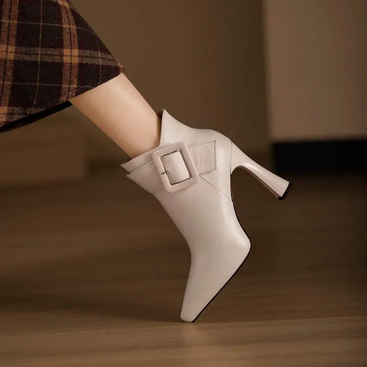 Ankle Strap High Heel Boots - Olytrend