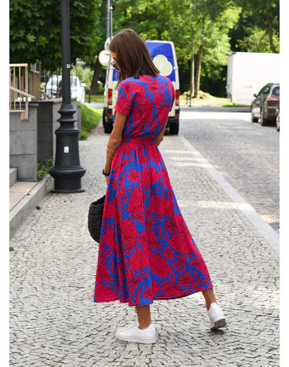 Beautiful Garden Party Maxi Dress with V Neckline