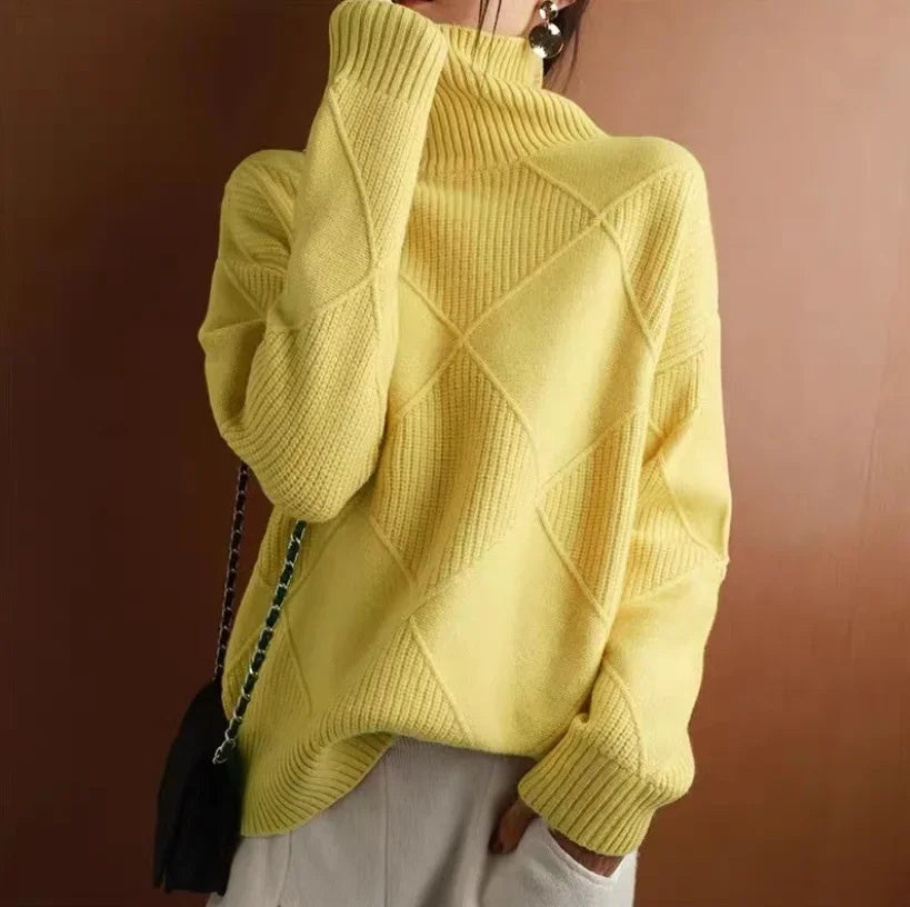 Women's Sweater with Diamond Pattern | Long Sleeve