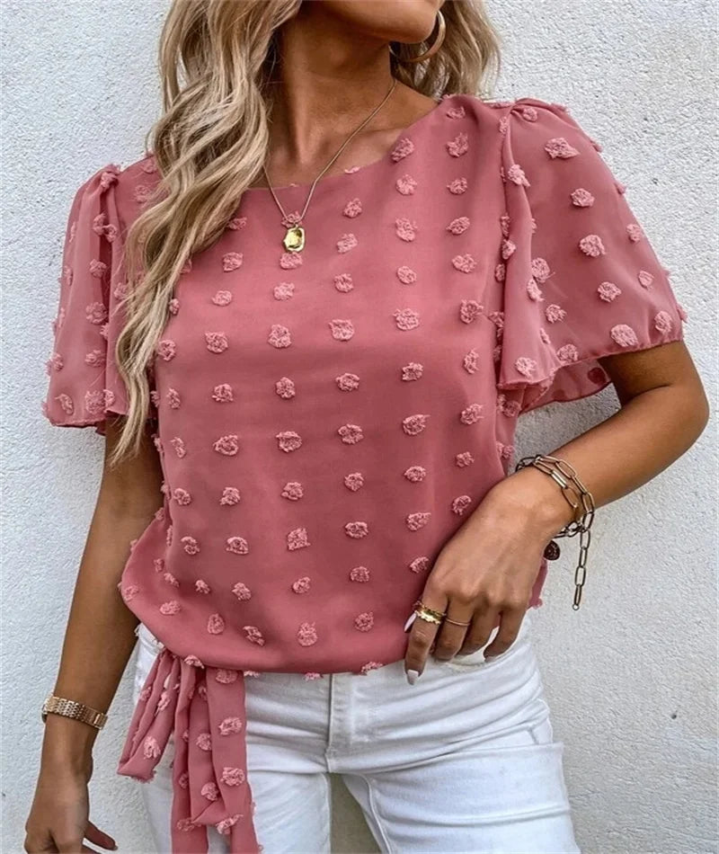 Women's Elegant Shirt with Floral Pattern - Olytrend