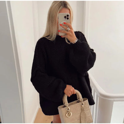 Women's winter pullover with long sleeves | knitted